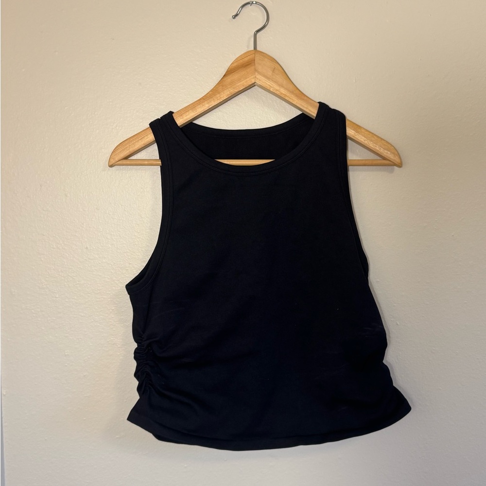 Black Ruched cropped Women's tank Top